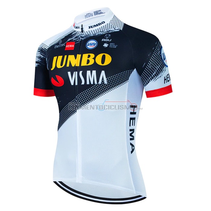 Abbigliamento Ciclismo Jumbo Visma Manica Corta 2022 Bianco Nero